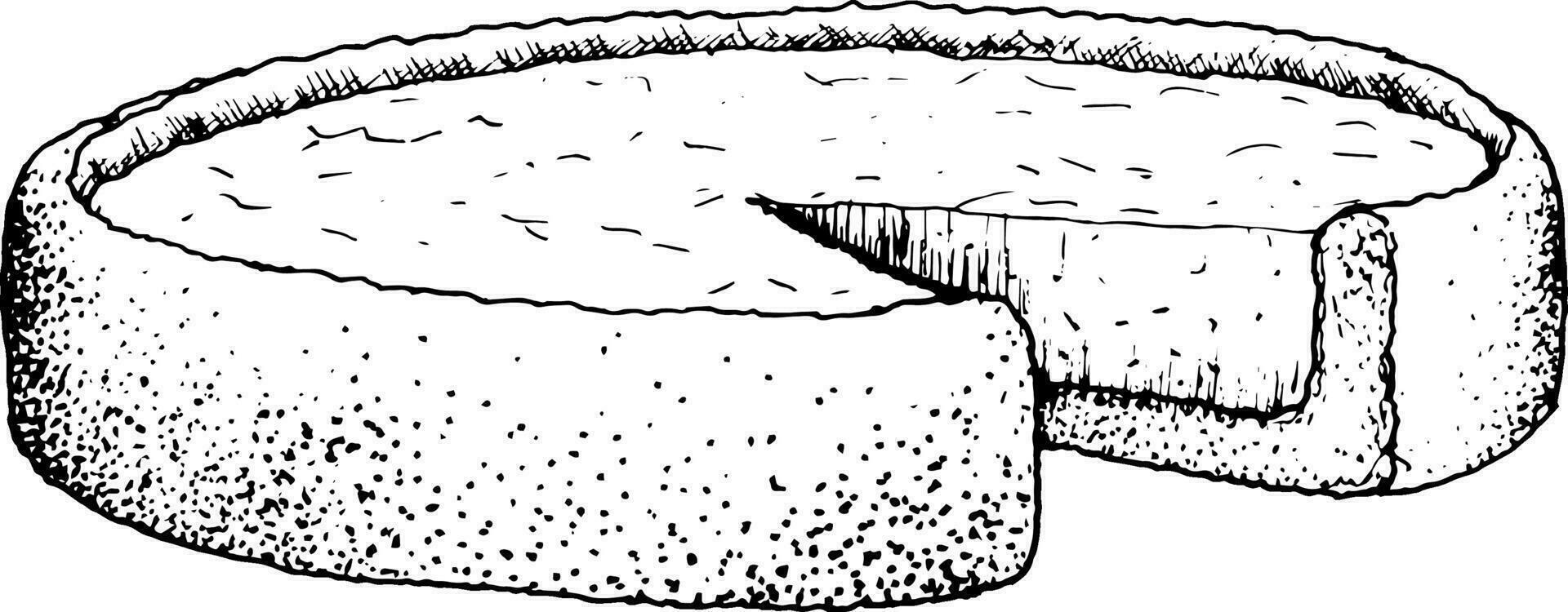 hand drawn pie vector illustration. Black and white sketch of a delicious birthday cake.