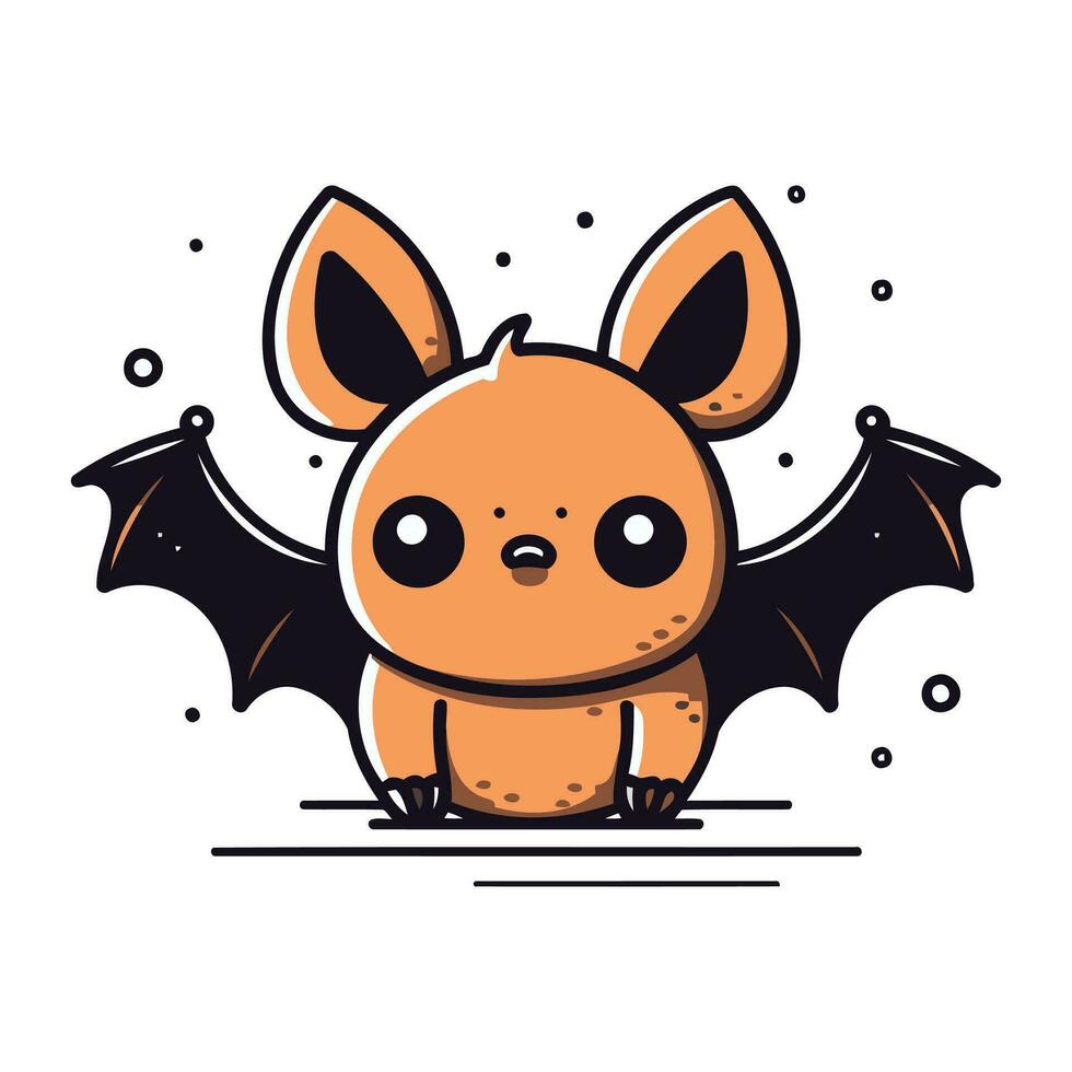 Cute cartoon bat character. Vector illustration in doodle style.