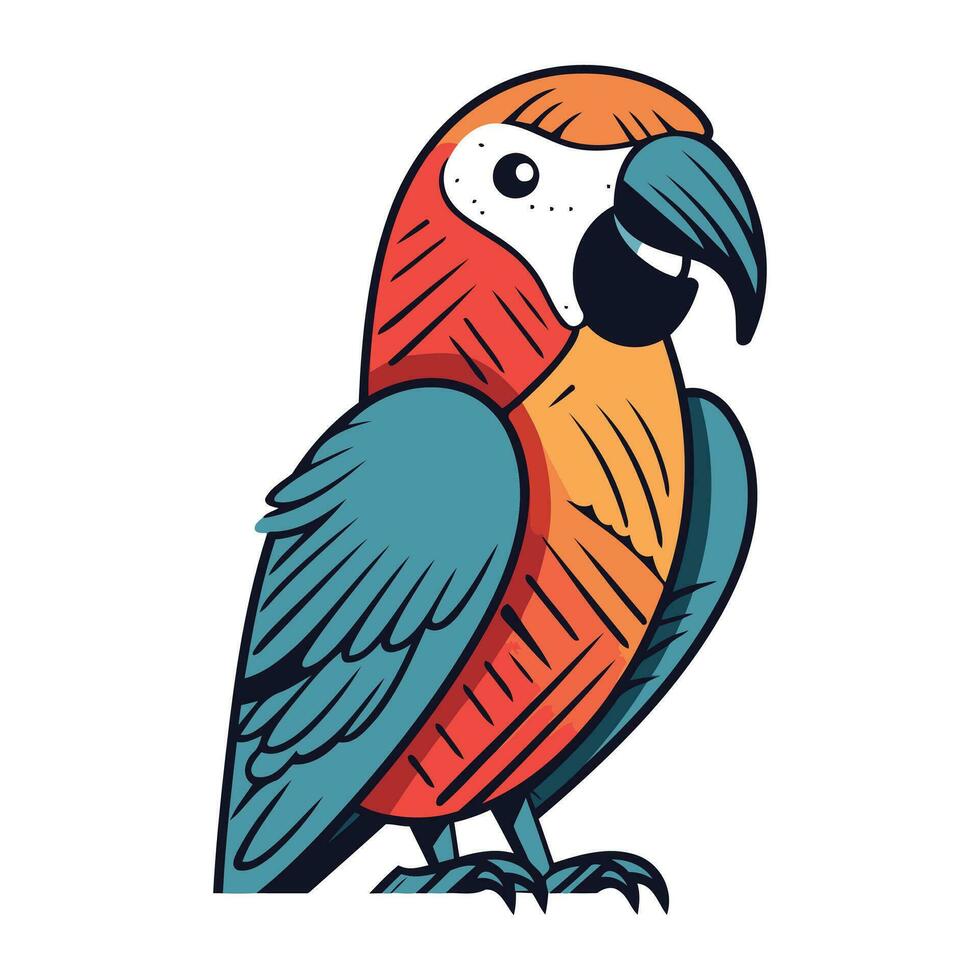 Parrot cartoon icon. Animal cute and creature theme. Isolated design. Vector illustration