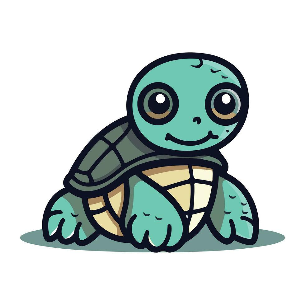 Cute cartoon turtle isolated on a white background. Vector illustration.