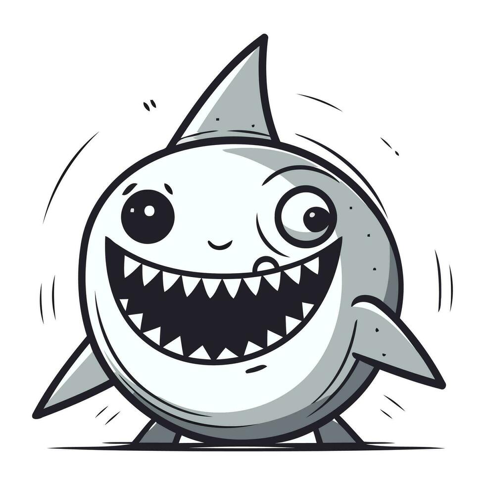 tiburón dibujos animados mascota. vector ilustración de un gracioso tiburón mascota.
