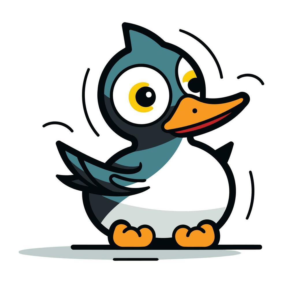 pingüino pájaro dibujos animados mascota personaje vector ilustración.