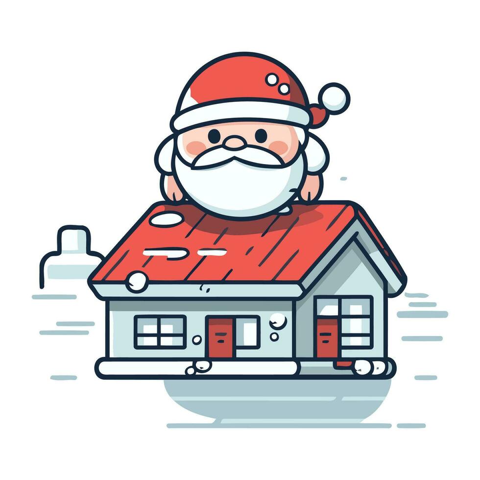 Santa Claus House Vector Illustration. Merry Christmas and Happy New Year.