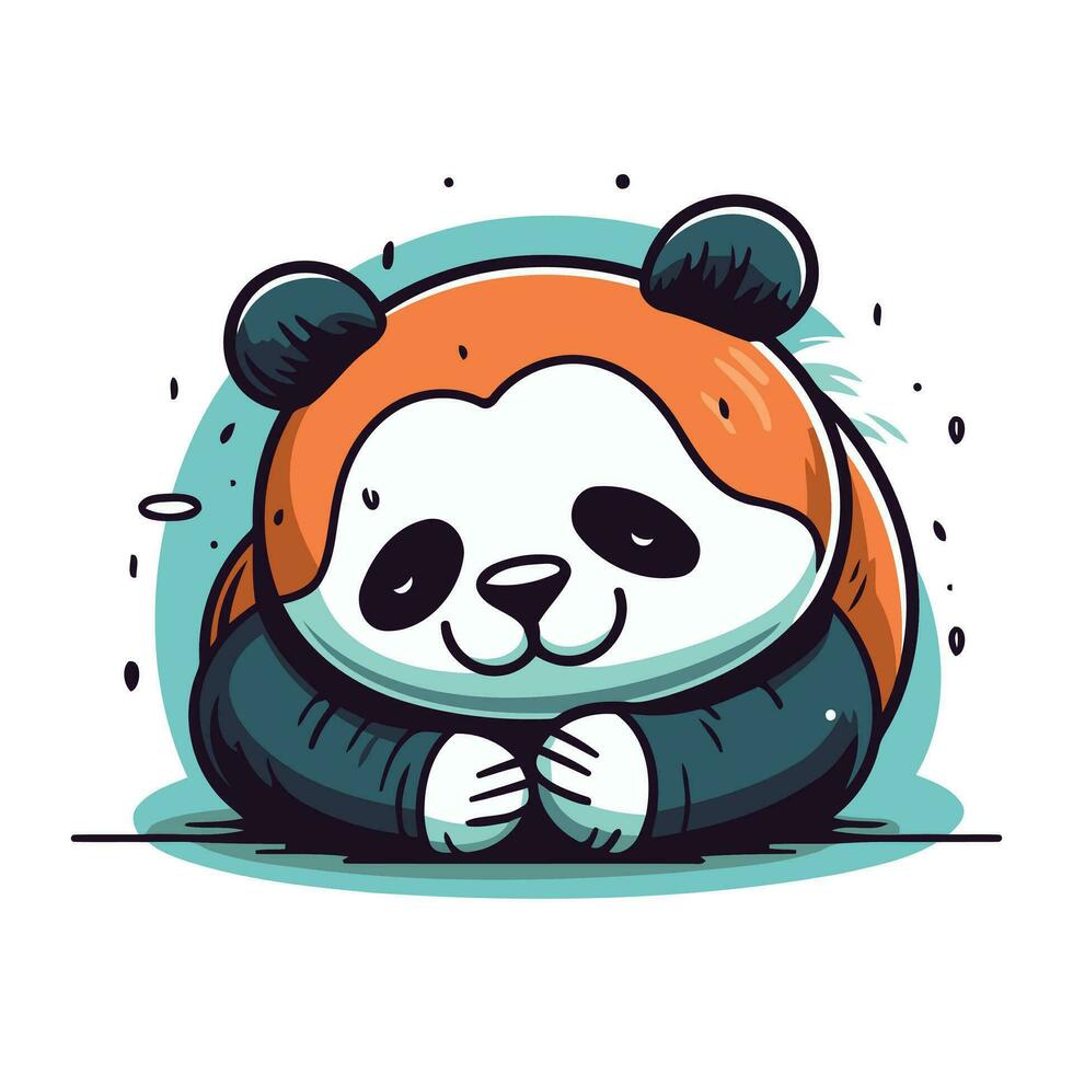 linda dibujos animados panda oso. vector ilustración en blanco antecedentes.