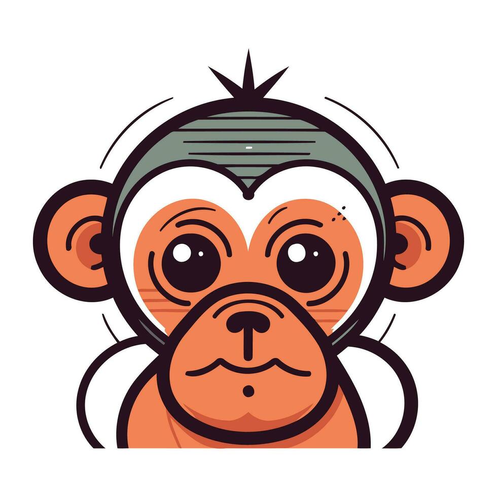 Monkey head. Vector illustration in cartoon style. Isolated on white background.