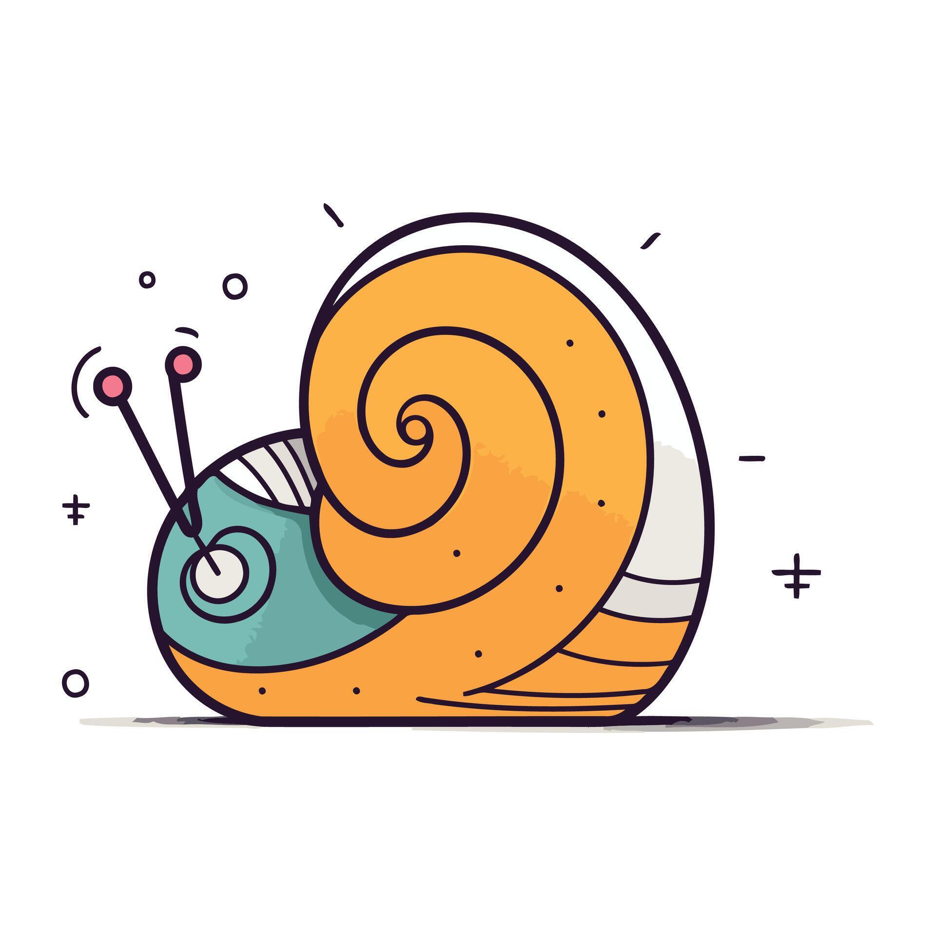 Cartoon snail. Vector illustration of a snail on a white background
