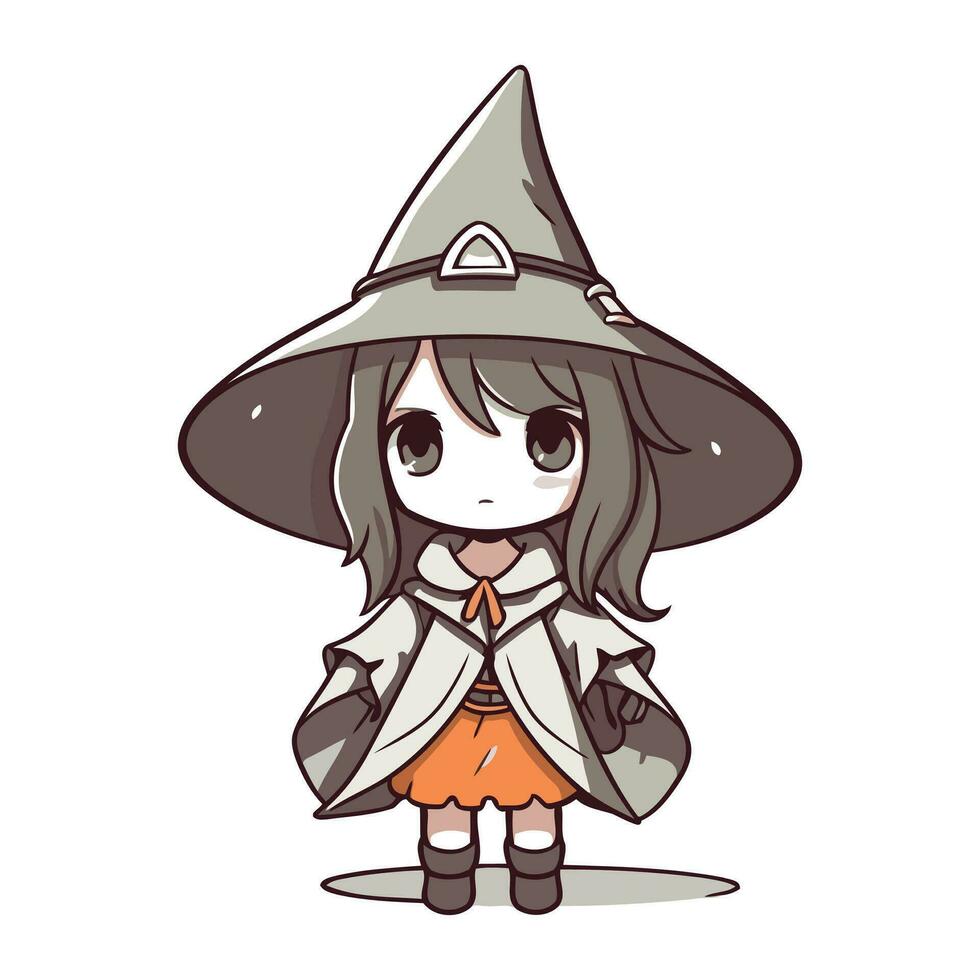 Illustration of a Cute Little Girl Wearing a Witch Costume vector