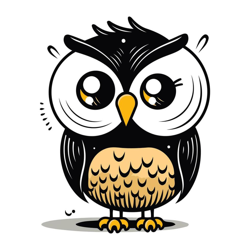 Cute cartoon owl isolated on a white background. Vector illustration.