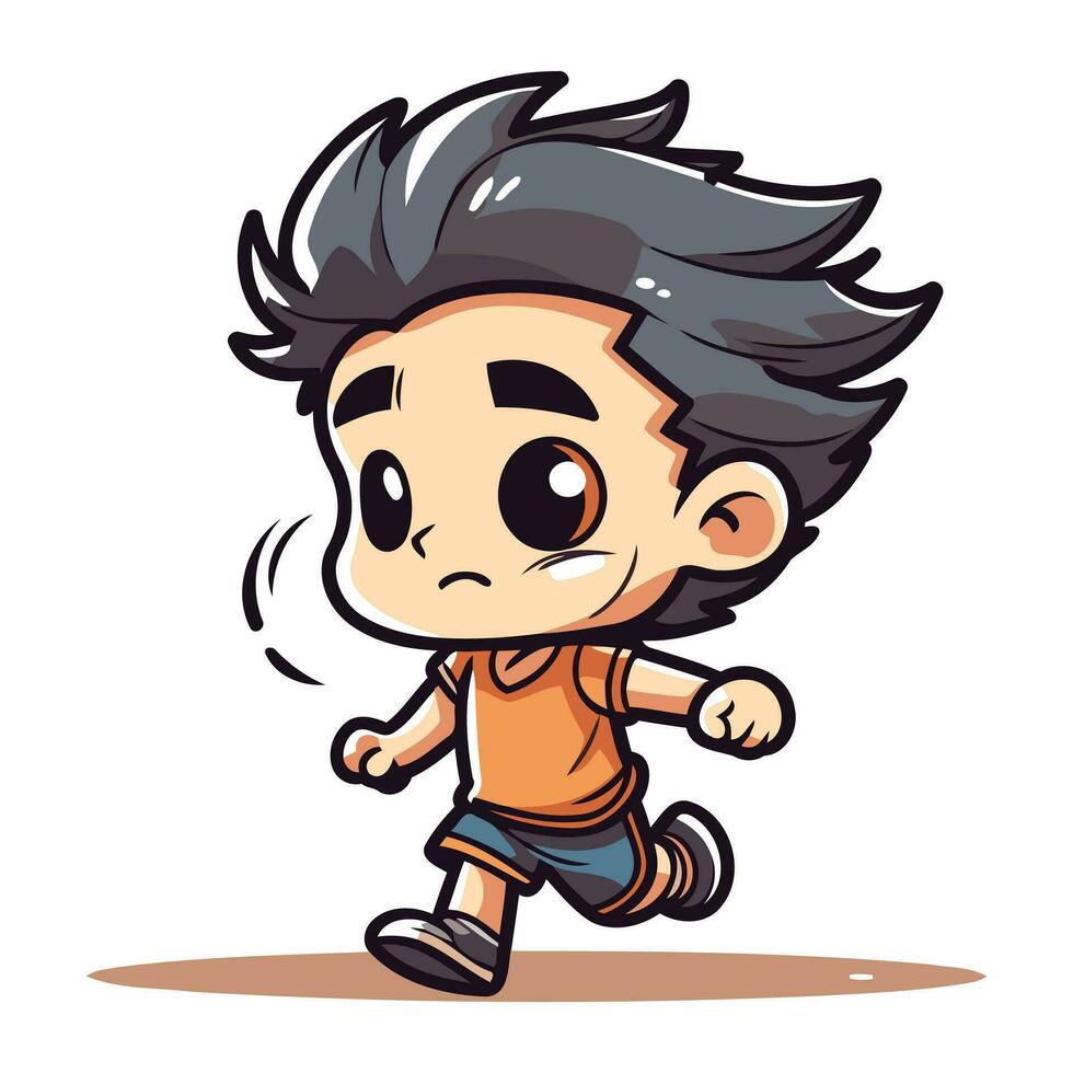 Vector illustration of a boy running. Cartoon style isolated on white background.