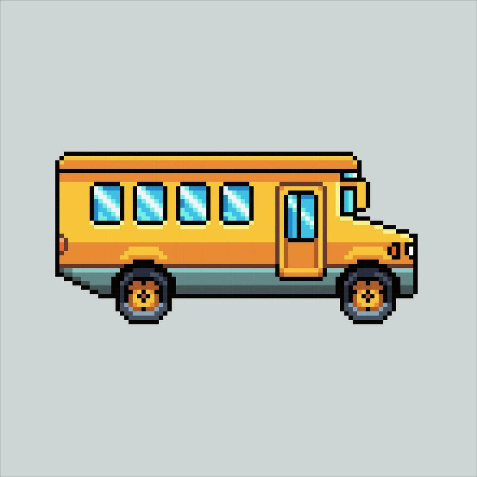 Pixel art illustration School Bus. Pixelated School Bus. School Bus pixelated for the pixel art game and icon for website and video game. old school retro. vector