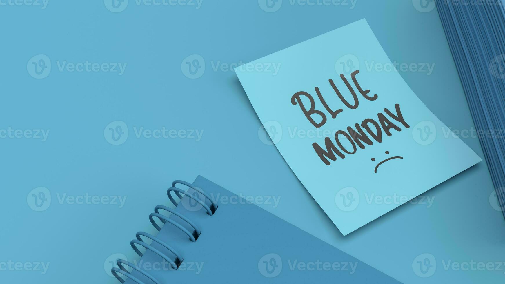 The paper on table for Blue Monday concept 3d rendering photo