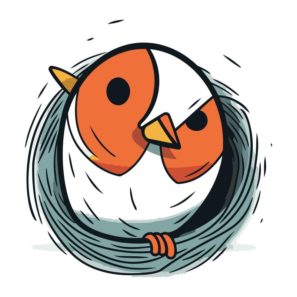 Cute cartoon bird. Vector illustration isolated on a white background.