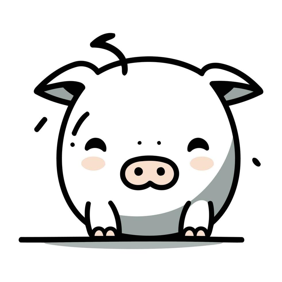 Cute cartoon pig. Vector illustration isolated on a white background.