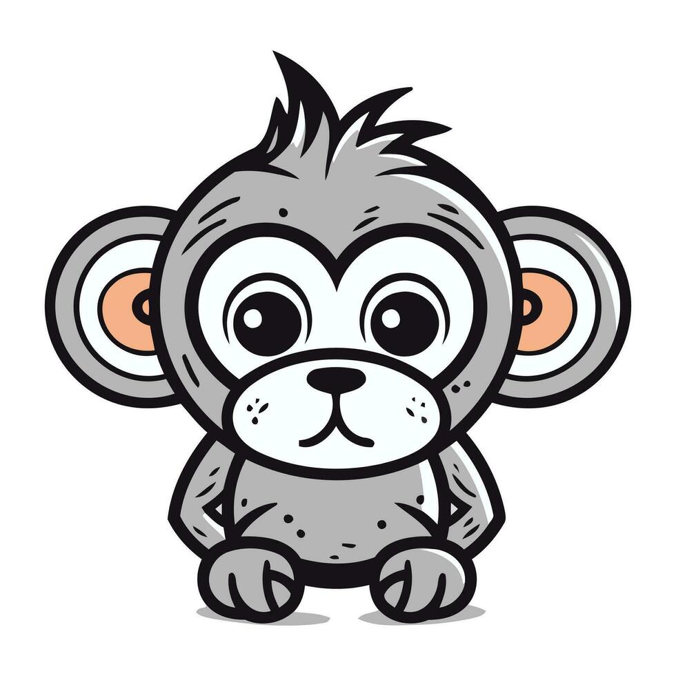 Cute cartoon monkey isolated on a white background. Vector illustration.