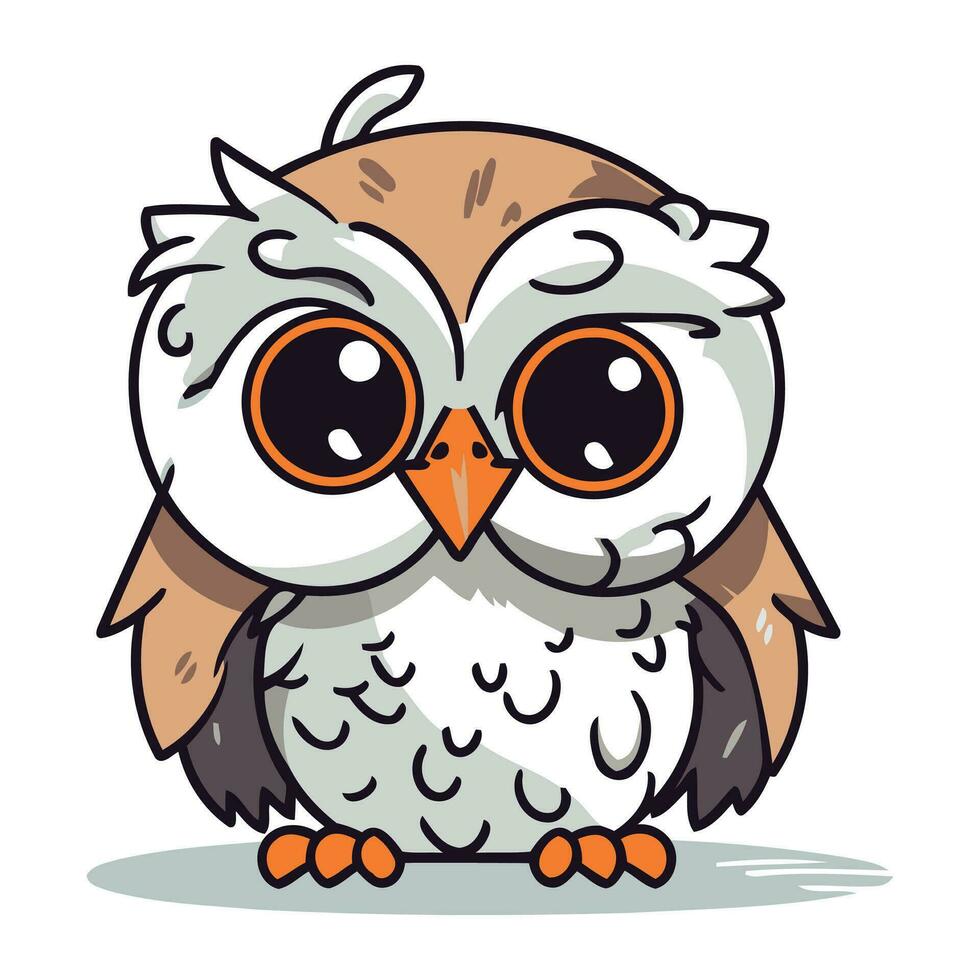 Cute cartoon owl. Vector illustration isolated on a white background.