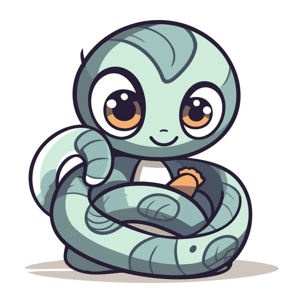 Cute cartoon snake. Vector illustration isolated on a white background.