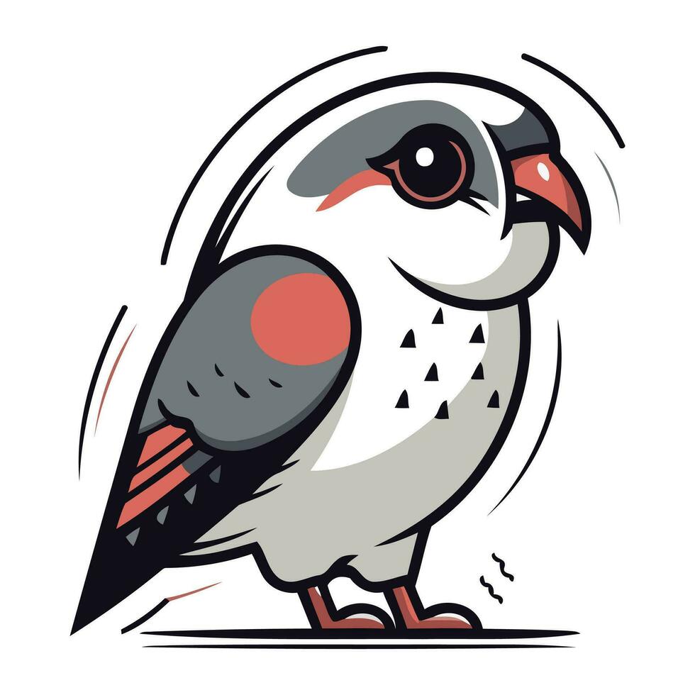 Vector illustration of a kestrel bird isolated on white background.