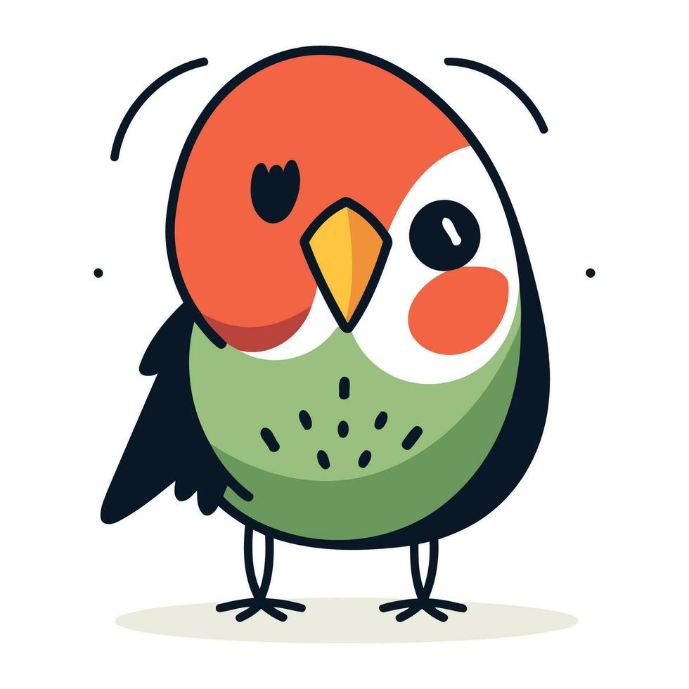 Cute cartoon parrot bird. Vector illustration in flat style.