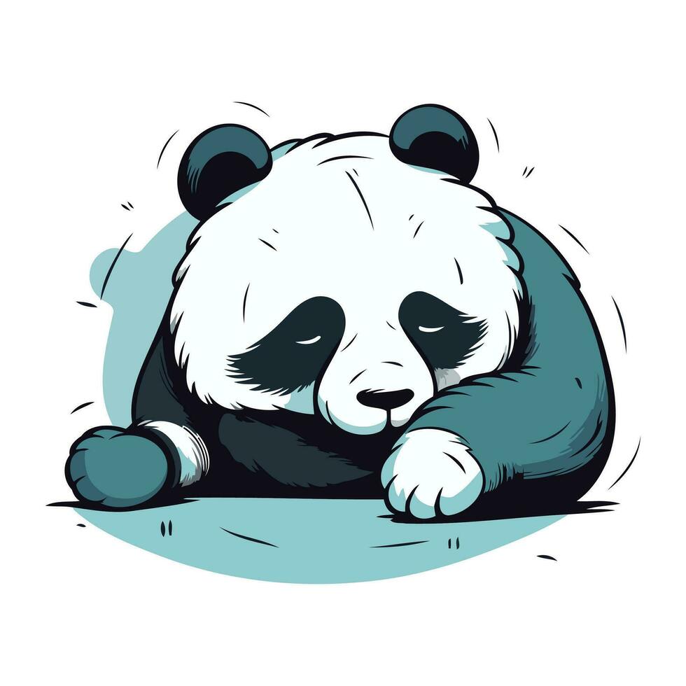 Vector illustration of a panda sleeping on the ground. Cartoon style.