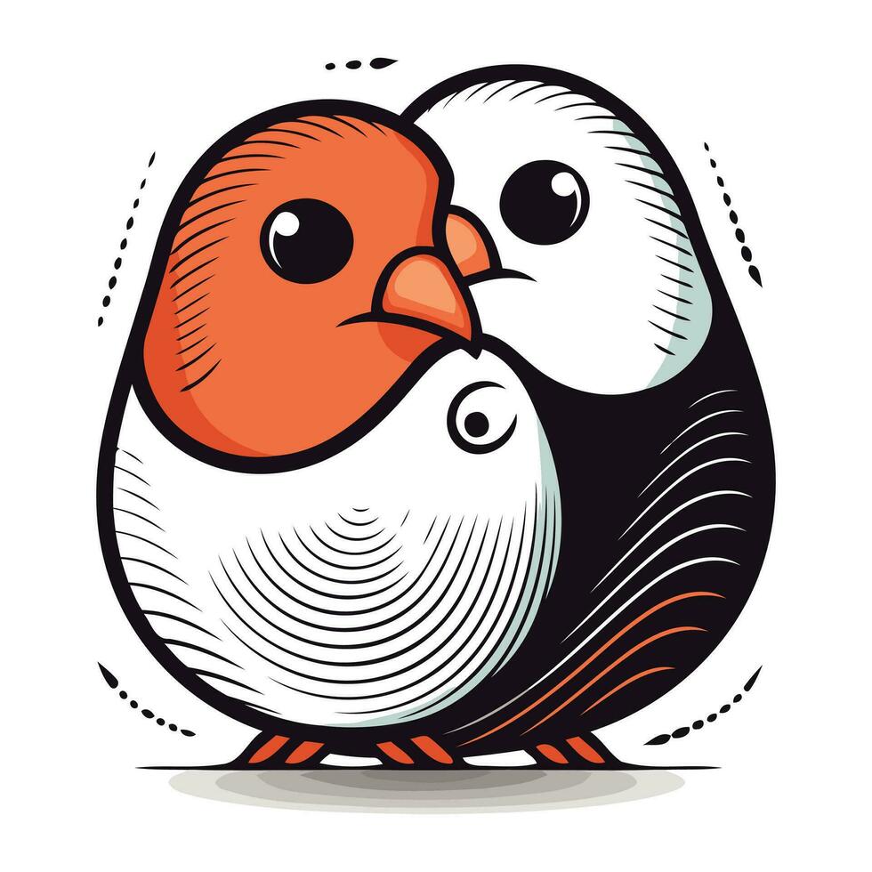 Cute cartoon vector illustration of a couple of cute little birds.