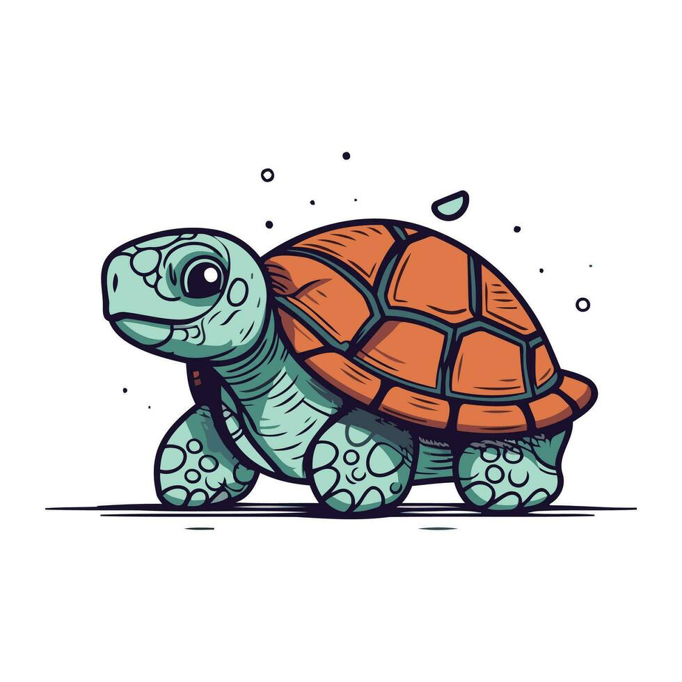 linda dibujos animados tortuga. vector ilustración aislado en un blanco antecedentes.