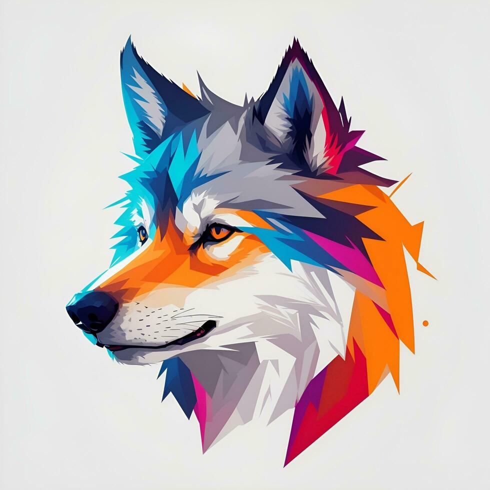 vistoso lobo, wpap arte, popular arte, ai generado. foto