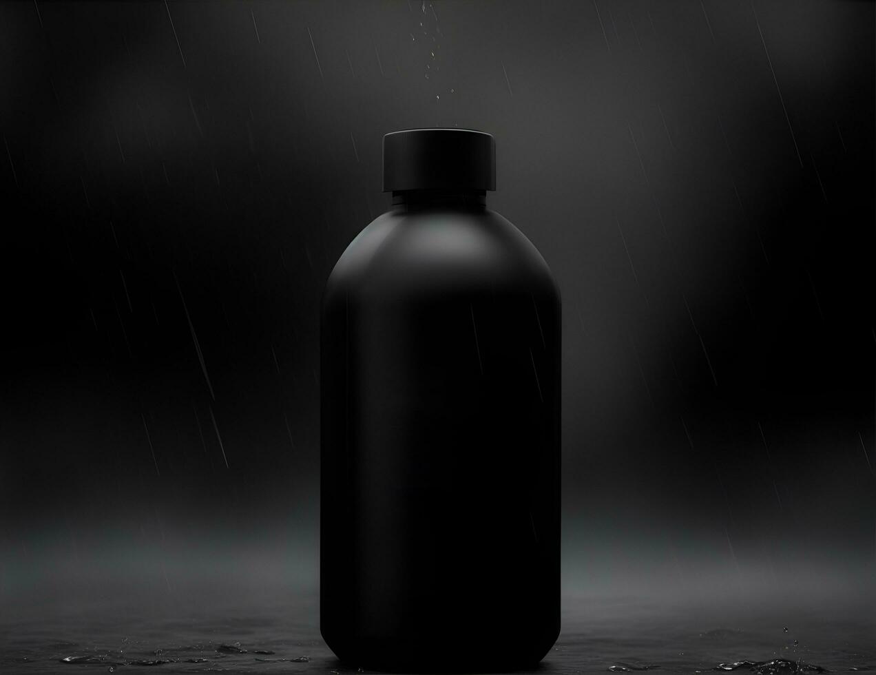 plain black bottle mockup for product advertising needs, AI generated. photo