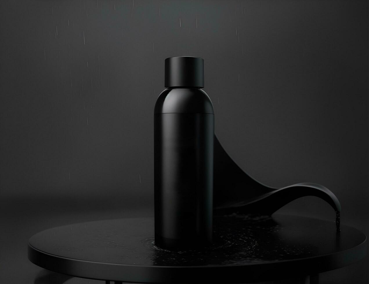 plain black bottle mockup for product advertising needs, AI generated. photo