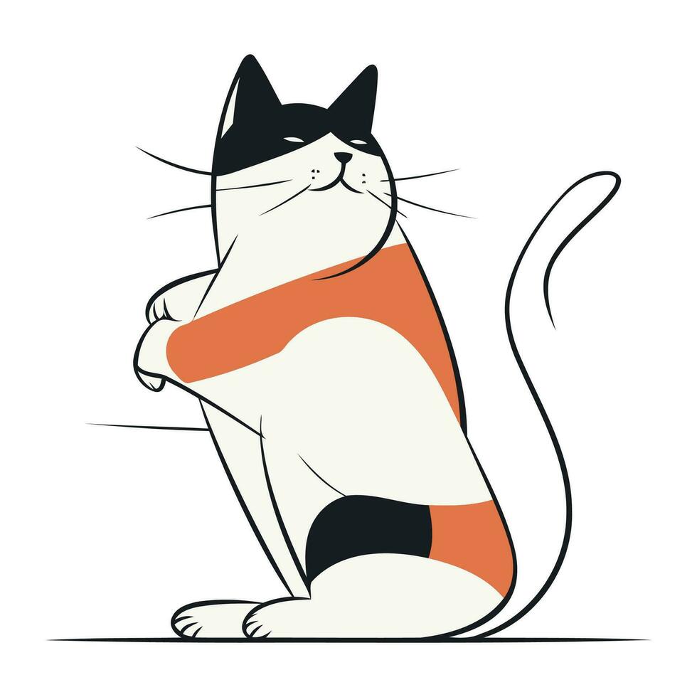 vector ilustración de un gato en un bufanda en un blanco antecedentes.