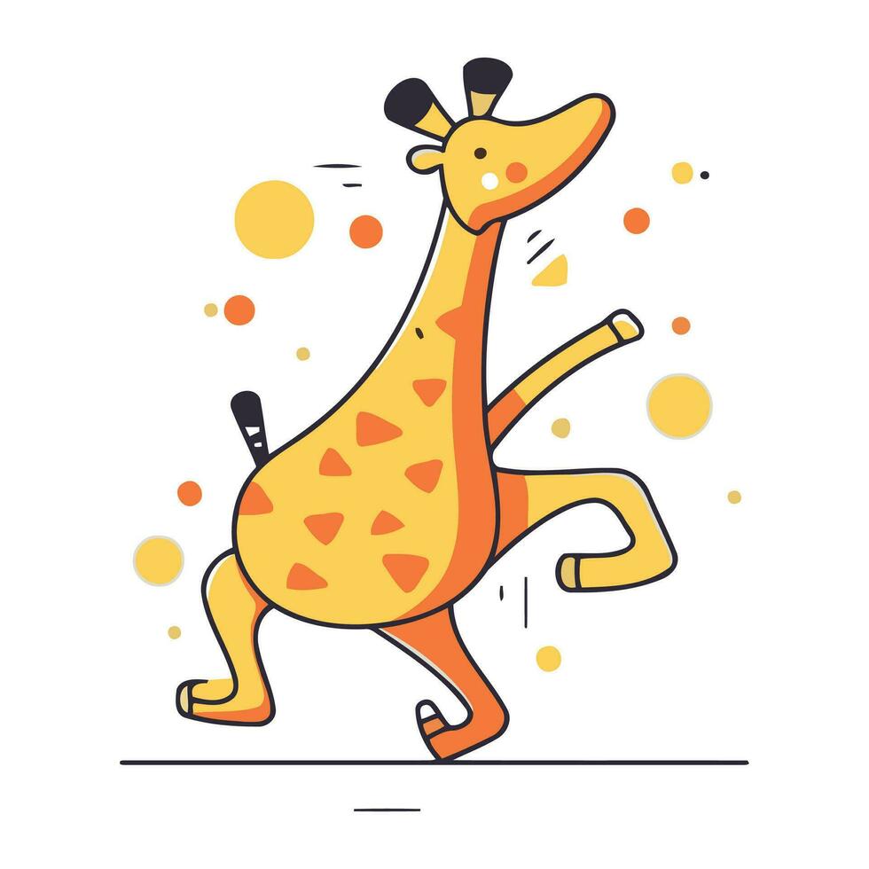 Cute cartoon giraffe. Vector illustration in flat linear style.