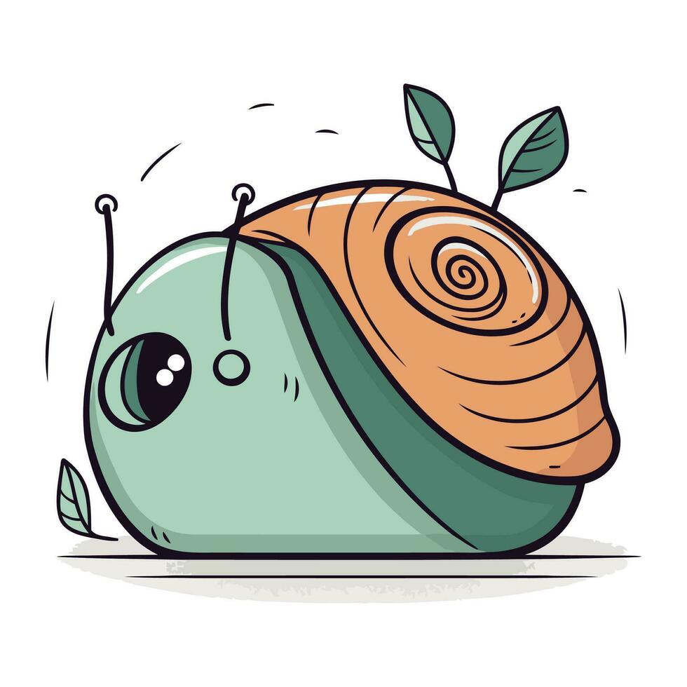 Cute cartoon snail. Vector illustration of a funny snail character.