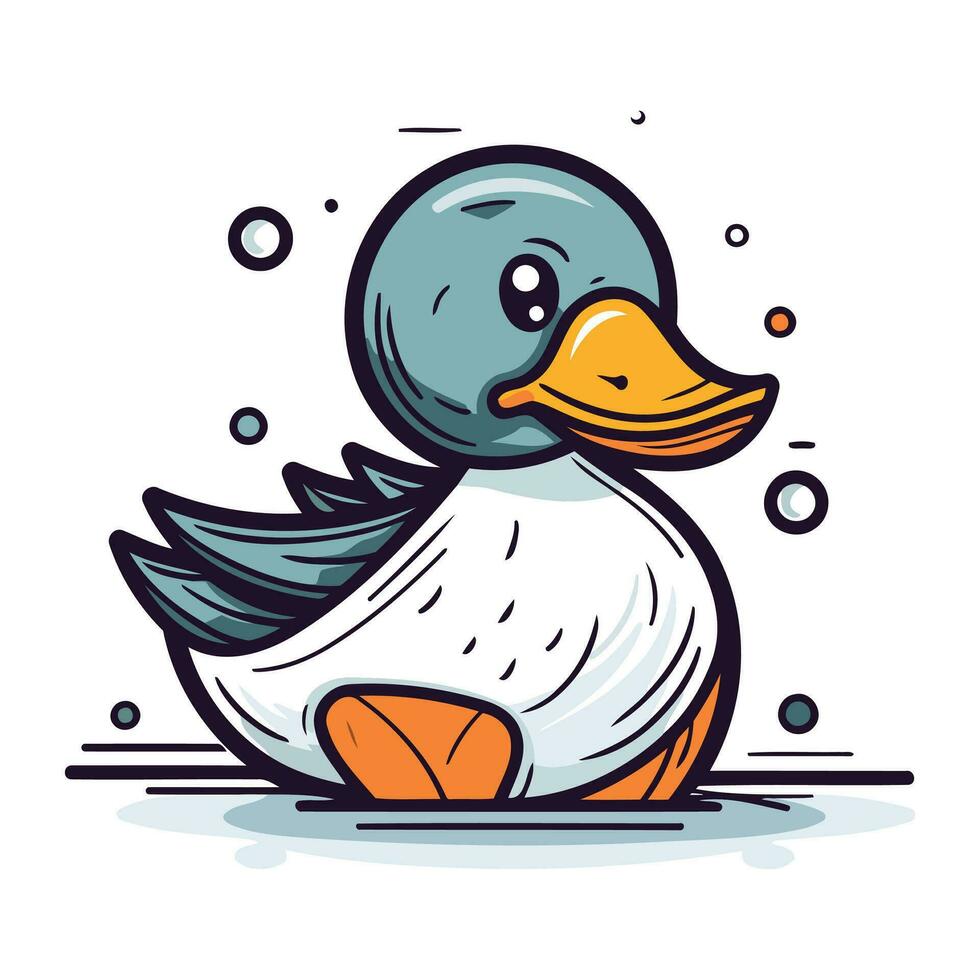 linda dibujos animados pato. vector ilustración. aislado en blanco antecedentes.