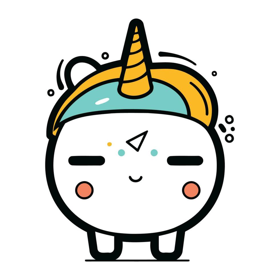 Unicorn. Cute cartoon kawaii character. Vector illustration