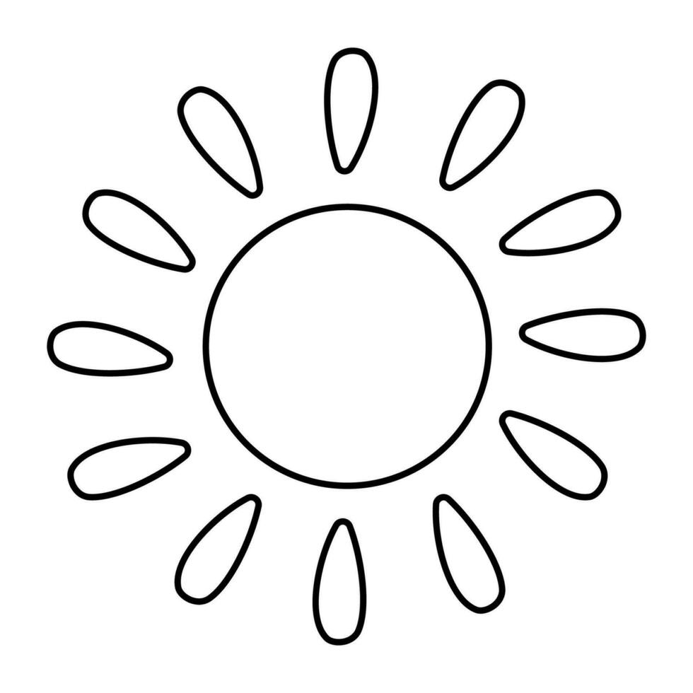 sun warm shine summer vacation  line doodle vector