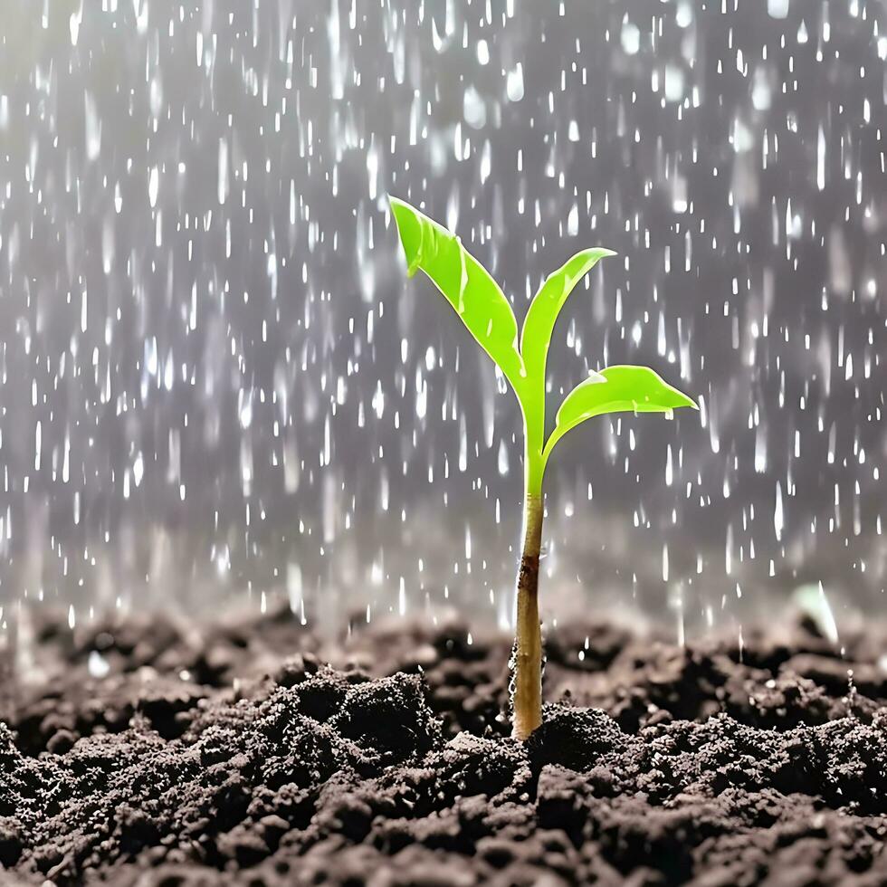 A delicate newly sprouted seedling gracefully thrives free image. ai generated photo
