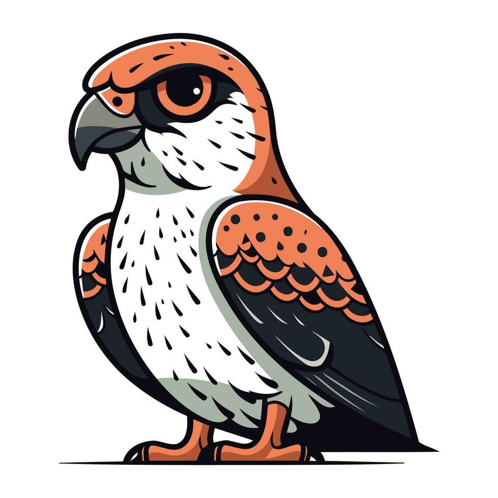 Red winged hawk on a white background. Vector illustration.