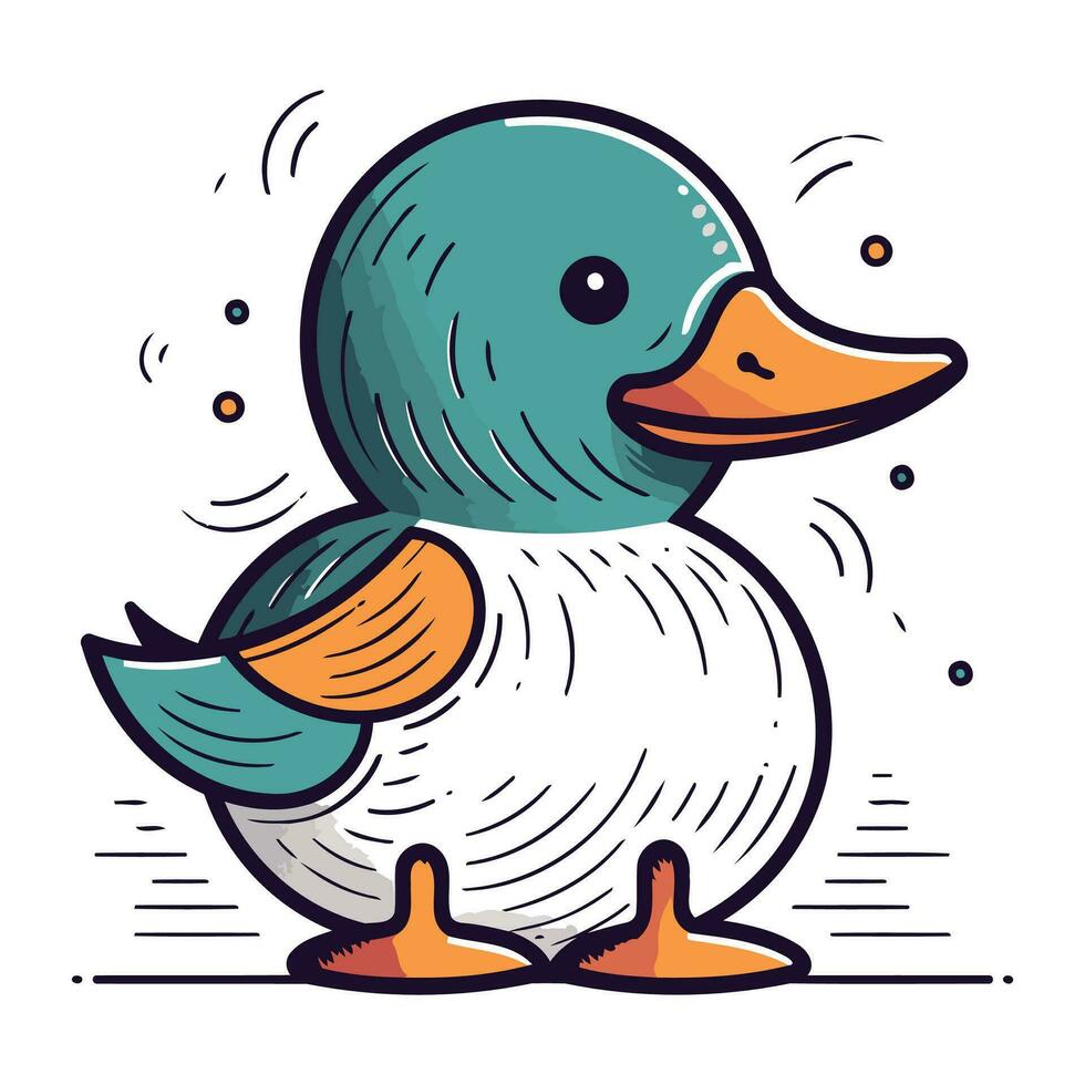 Cute cartoon duck. Vector illustration of a cute cartoon duck.