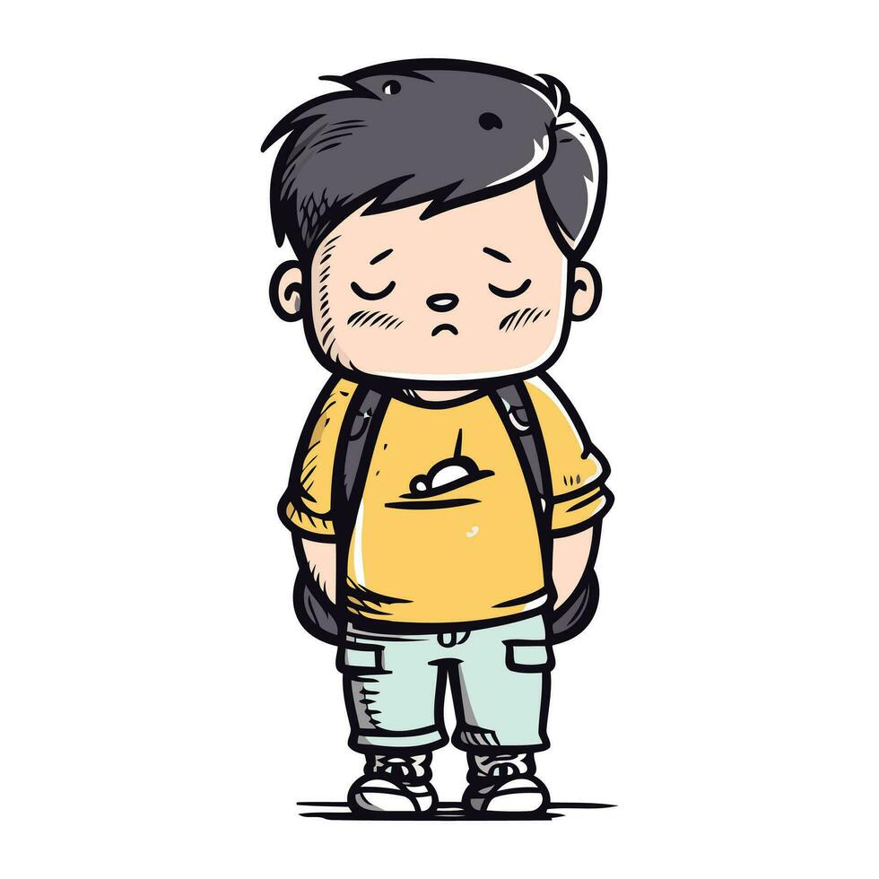 Boy with backpack. Vector illustration of a little boy with a backpack.