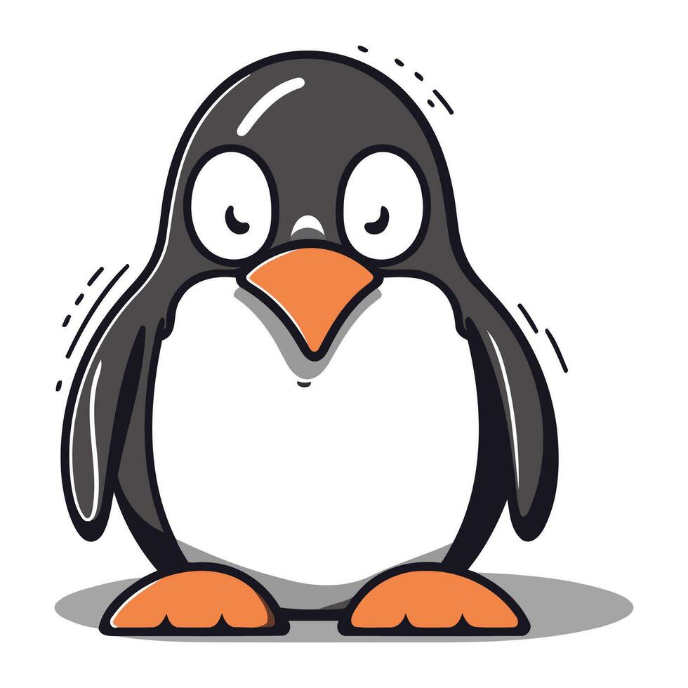 Cute penguin cartoon character vector illustration. Funny penguin mascot.