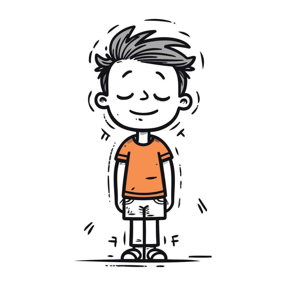 Boy with funny facial expression. sketch for your design. Vector illustration