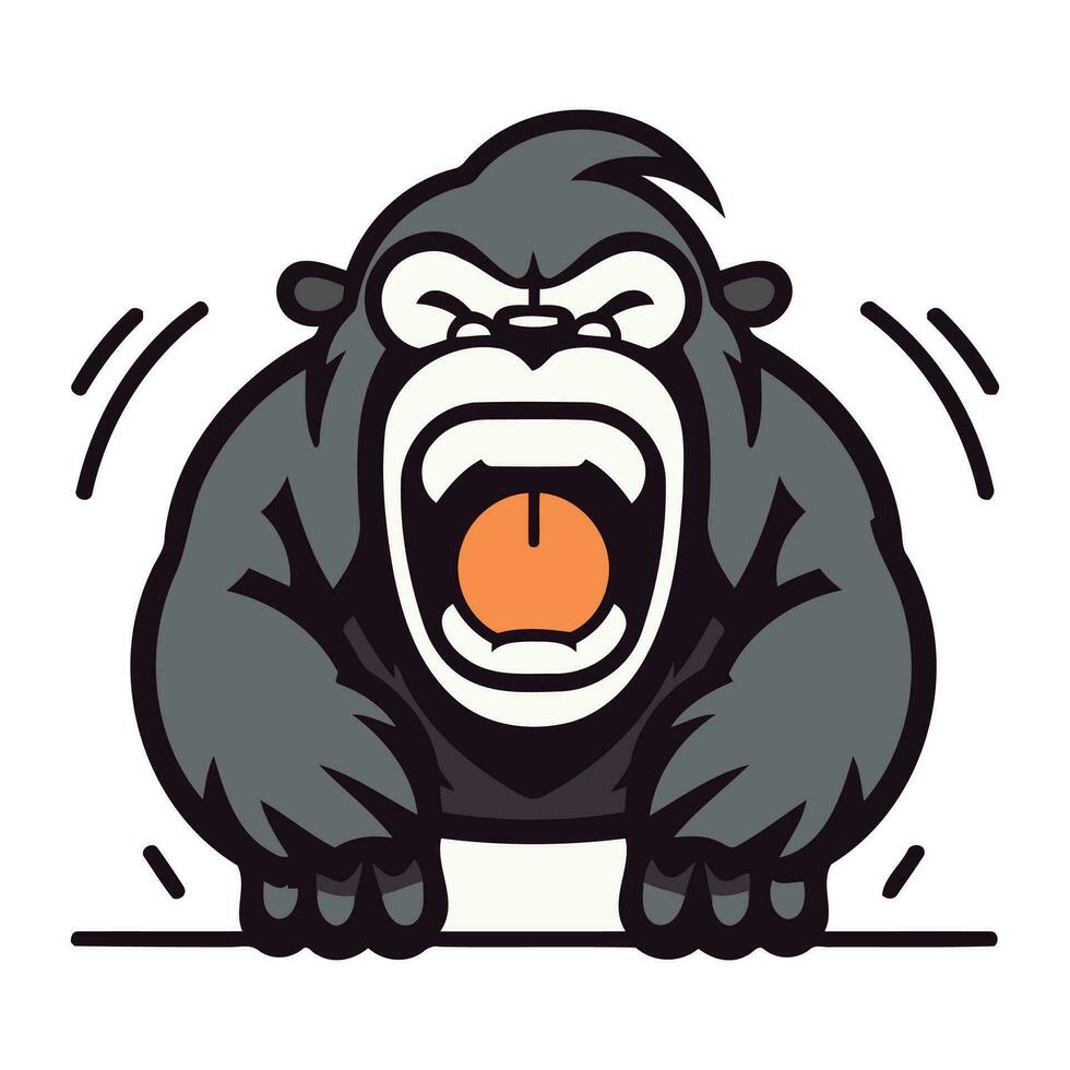 Gorilla Angry Cartoon Mascot Character Vector Illustration.