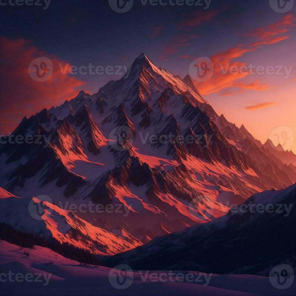 Majestic Mountains at Sunset Generated using AI technology photo