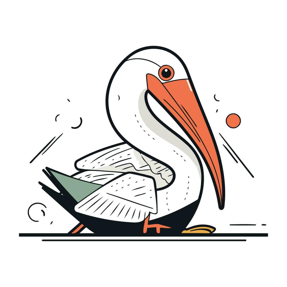 Pelican vector illustration. Cartoon pelican isolated on white background.