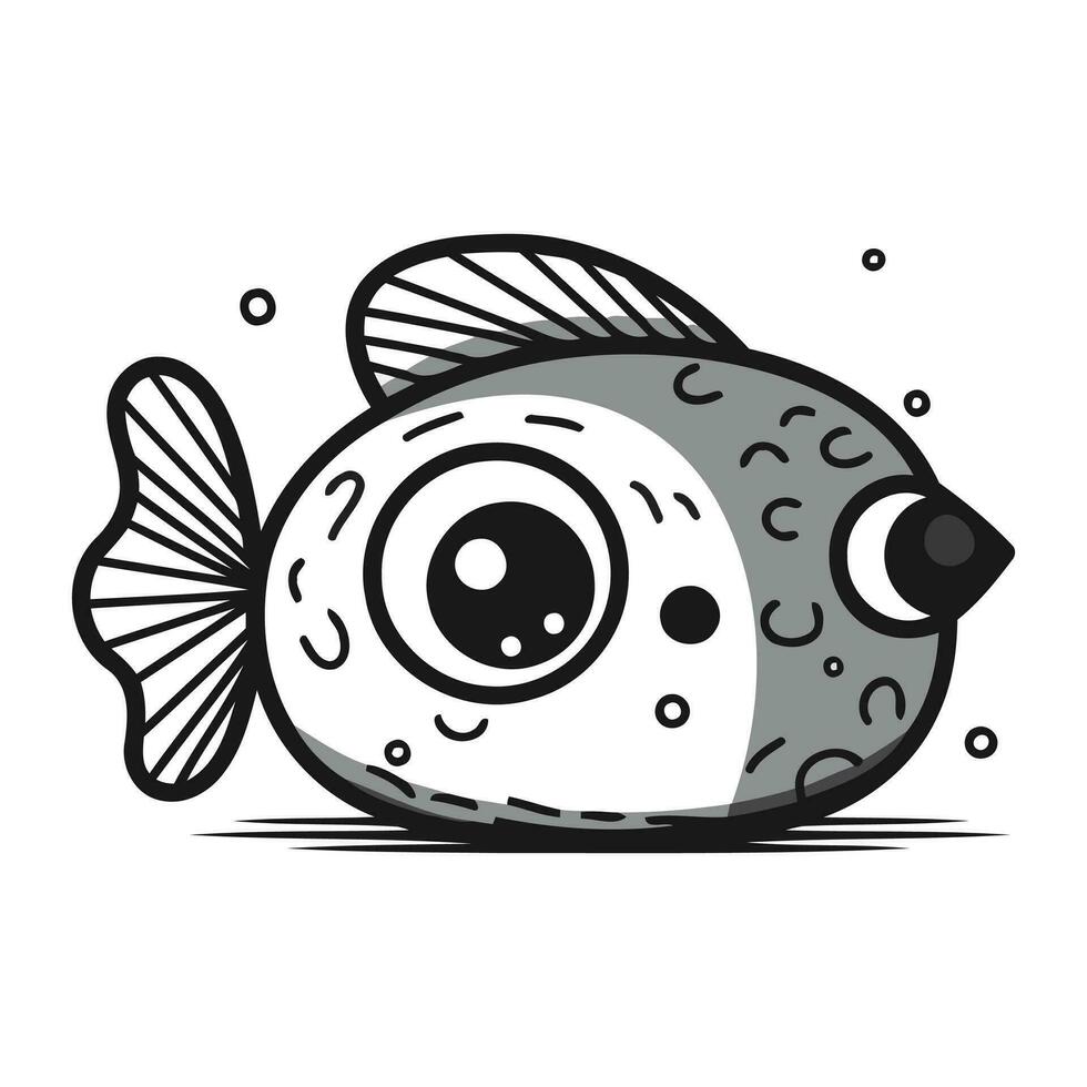 Cute cartoon fish. Vector illustration on white background. Isolated.