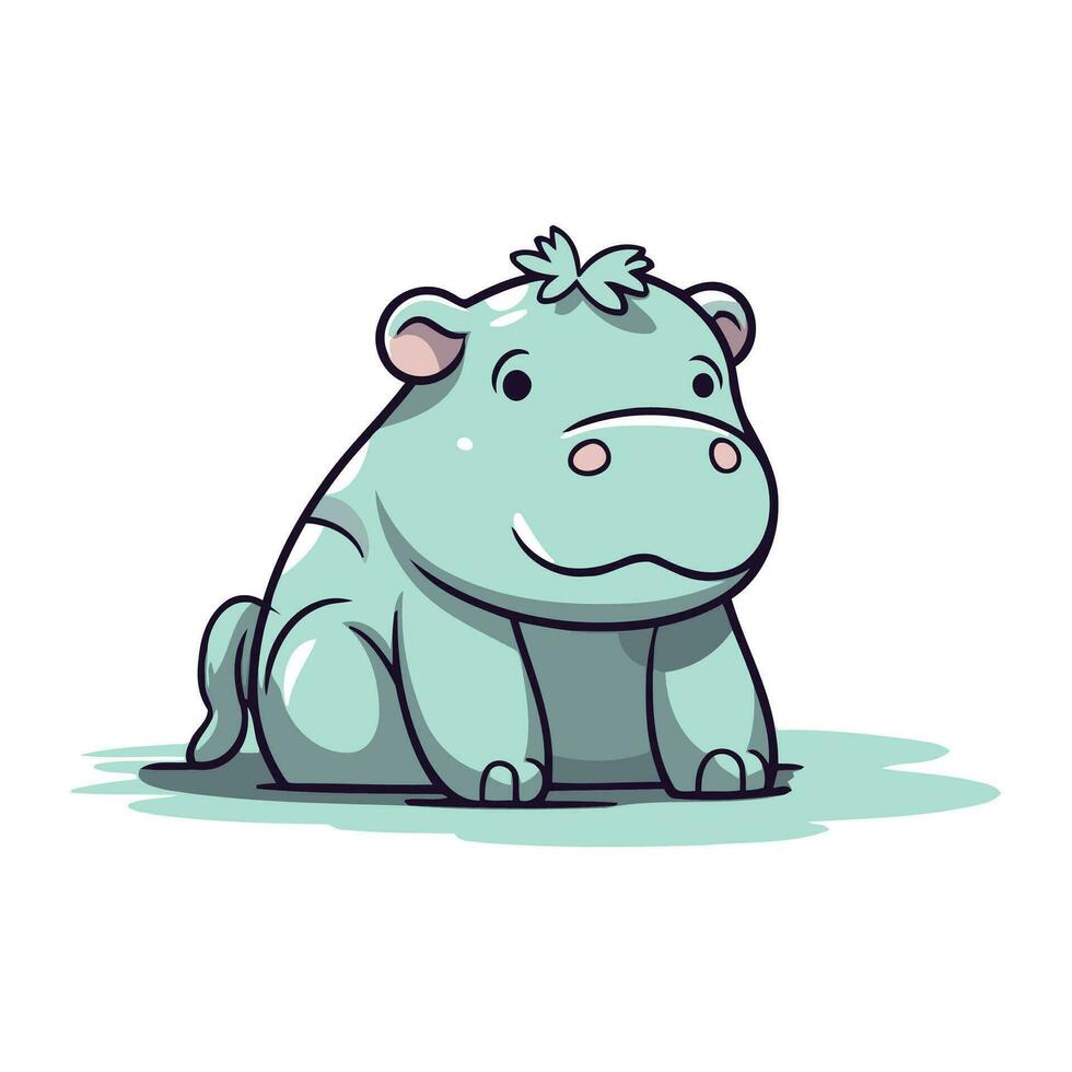 linda hipopótamo. dibujos animados vector ilustración aislado en blanco antecedentes.