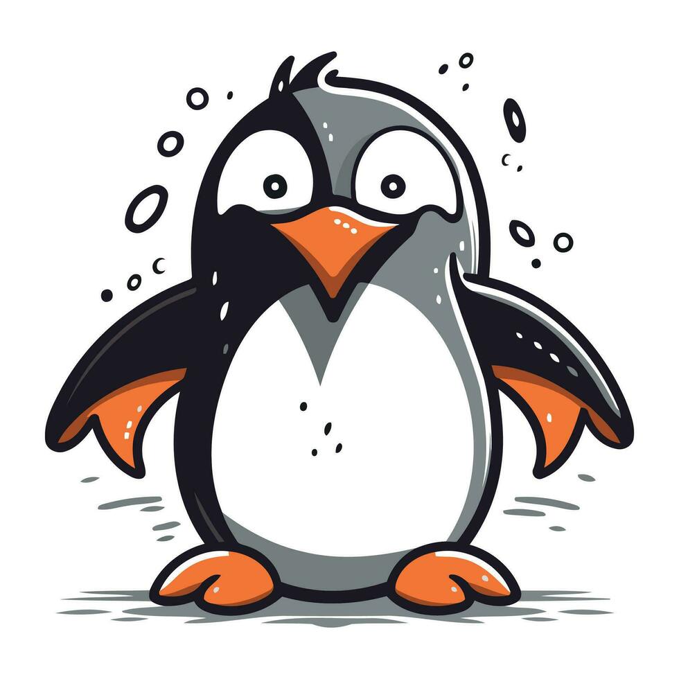 Cute penguin. Vector illustration. Isolated on white background.