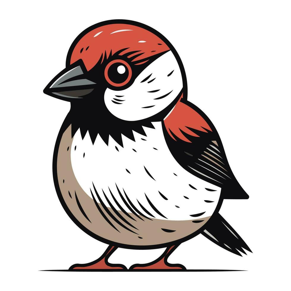 Bullfinch bird isolated on white background. Hand drawn vector illustration.