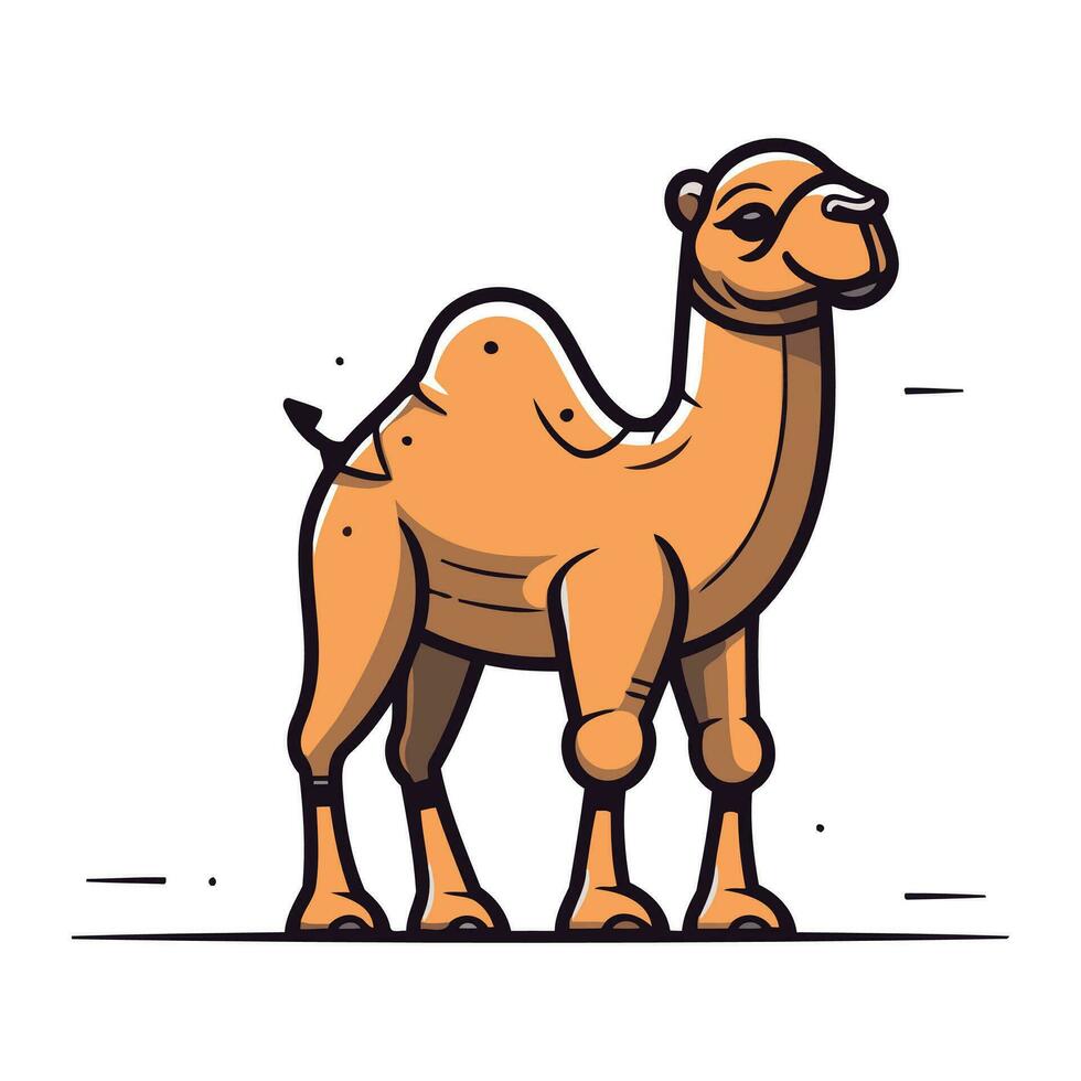 Camel. Vector illustration in flat style. Isolated on white background.