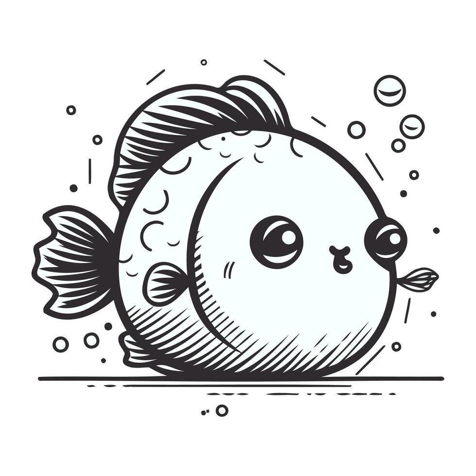 Cute cartoon fish. Vector illustration in doodle style.