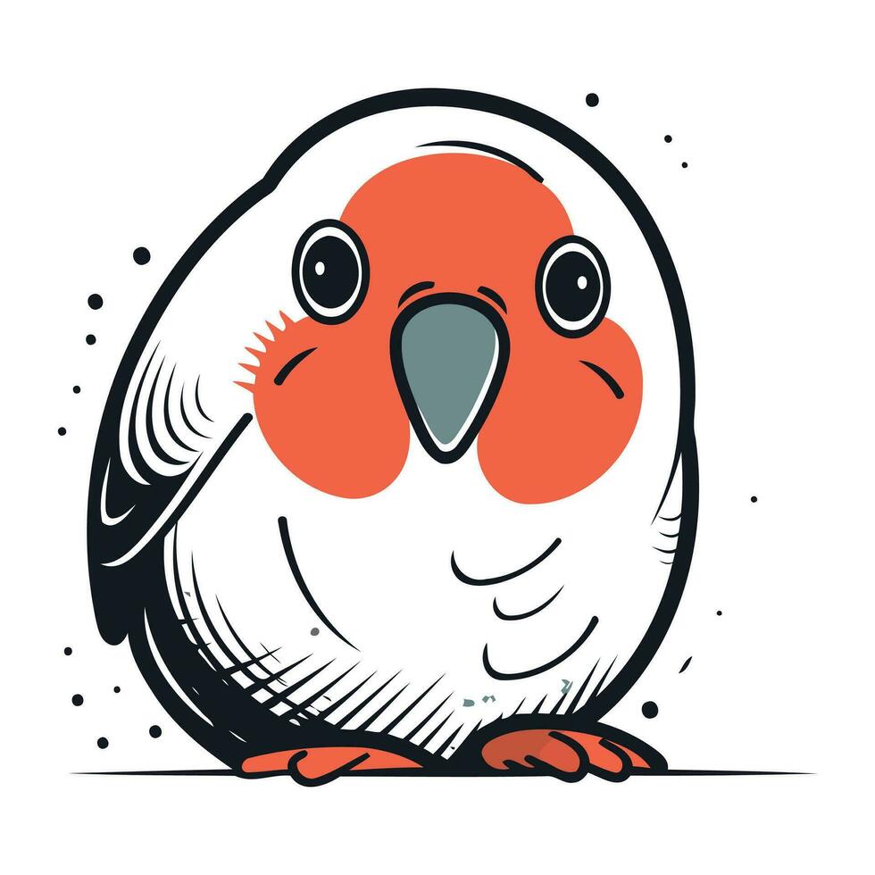 Vector illustration of cute cartoon parrot. Isolated on white background.